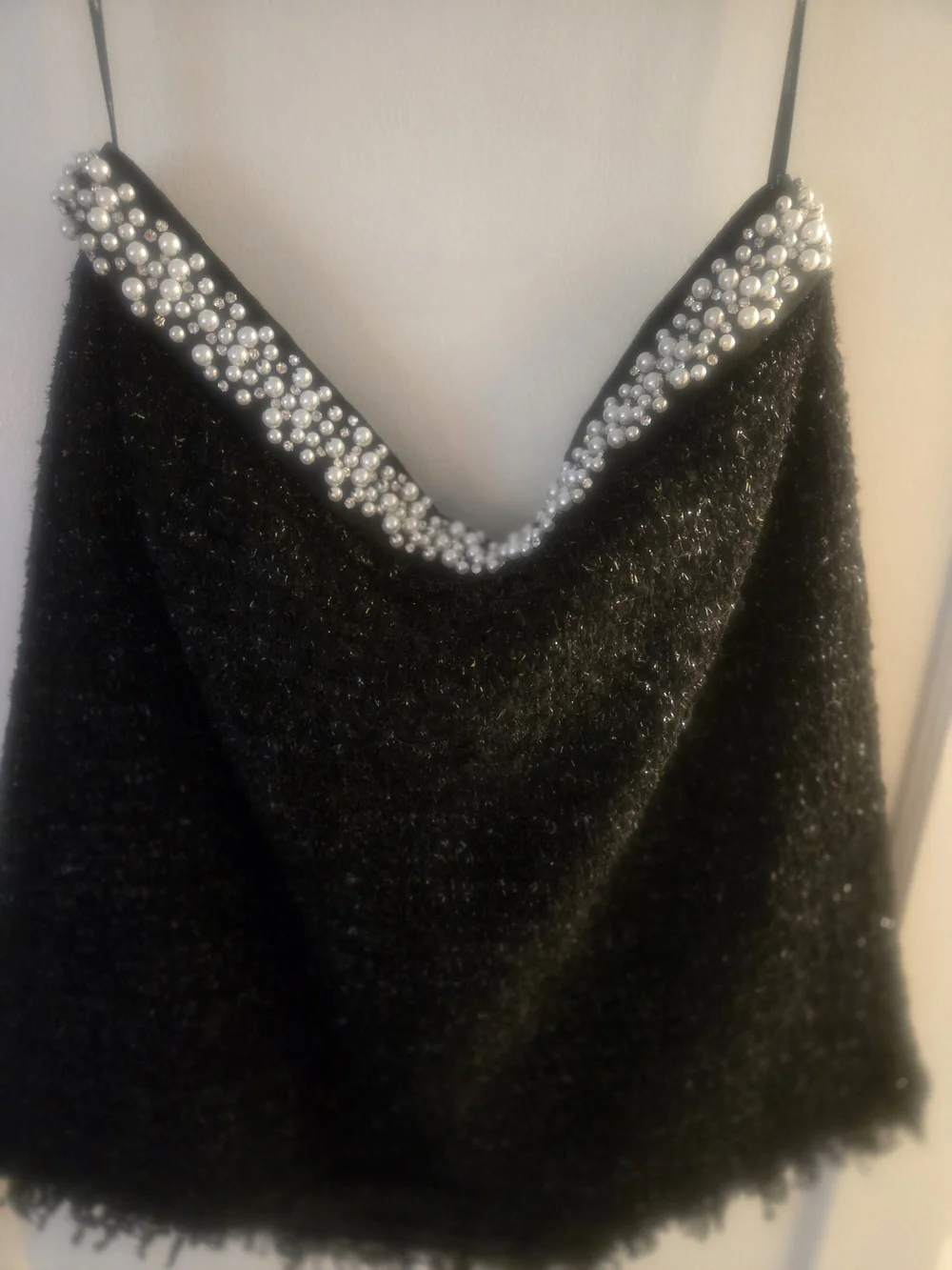 Kate Spade Embellished Tweed A-Line Skirt with Pearl Trim
